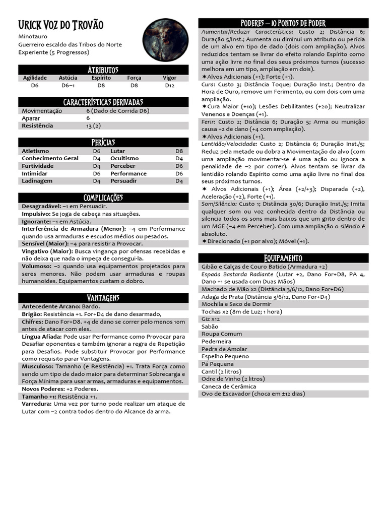 Personagens de RPG: Urick e Brandur | PDF