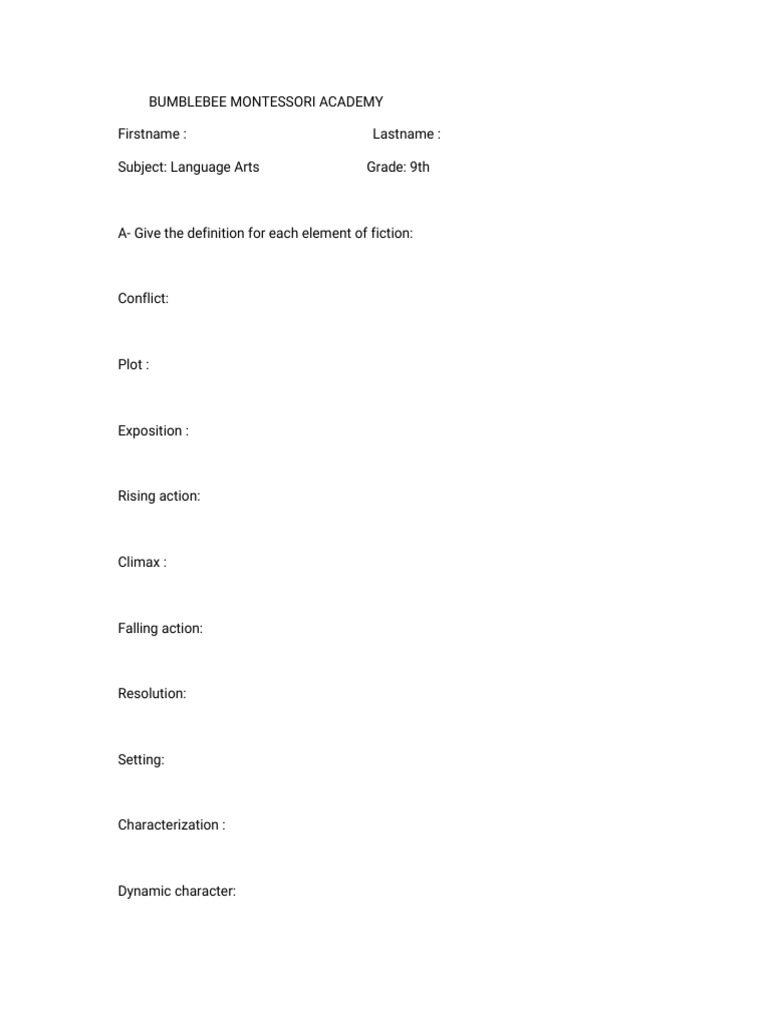 Language Arts 9th Grade November 2024 | PDF