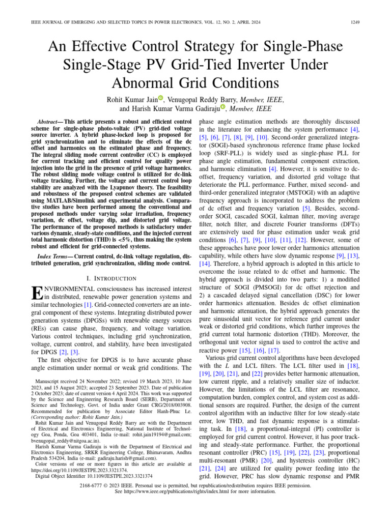 Control Strategy for PV Inverter Stability | PDF | Power Inverter ...