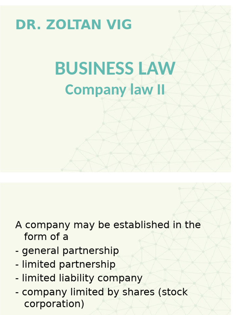 Business Law 4 - Company Law II | PDF | Partnership | Share (Finance)