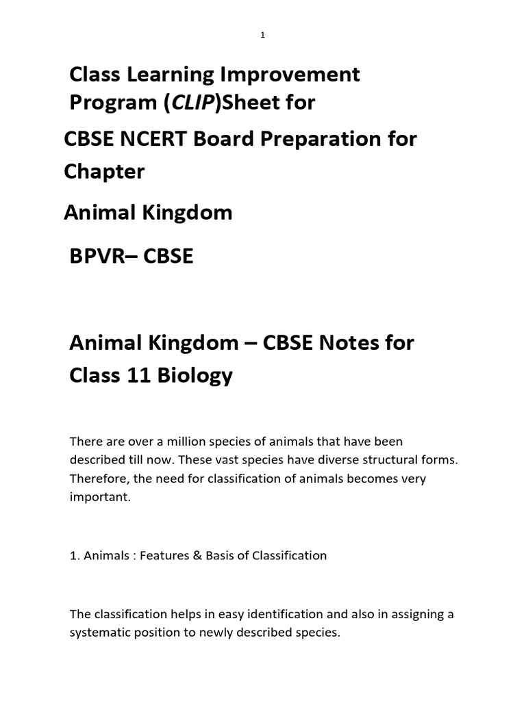 CBSE Class 11 Animal Kingdom Guide | PDF | Sponge | Nematode