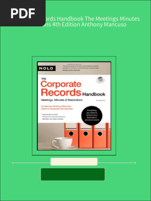 Immediate download Corporate Records Handbook The Meetings Minutes Resolutions 4th Edition Anthony Mancuso ebooks 2024