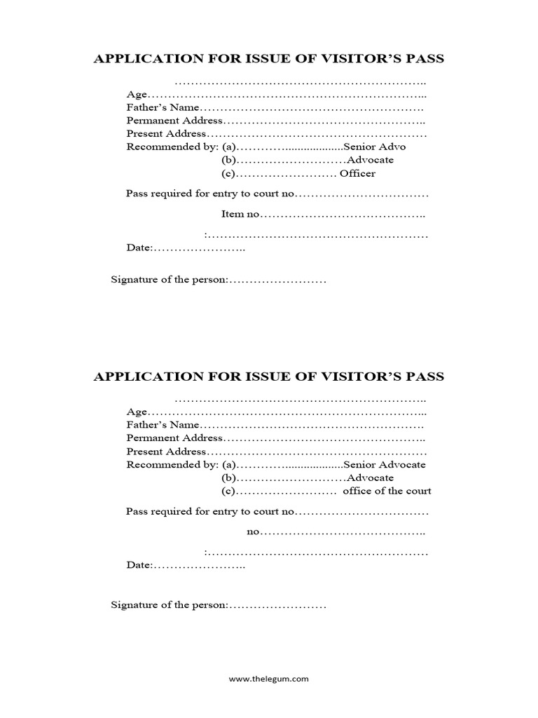 Court Visitor Pass Application | PDF | Law