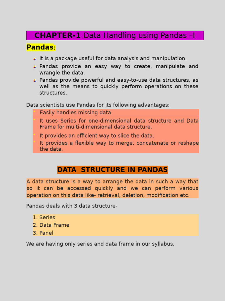 Pandas Data Structures Overview | PDF | Comma Separated Values | Data ...