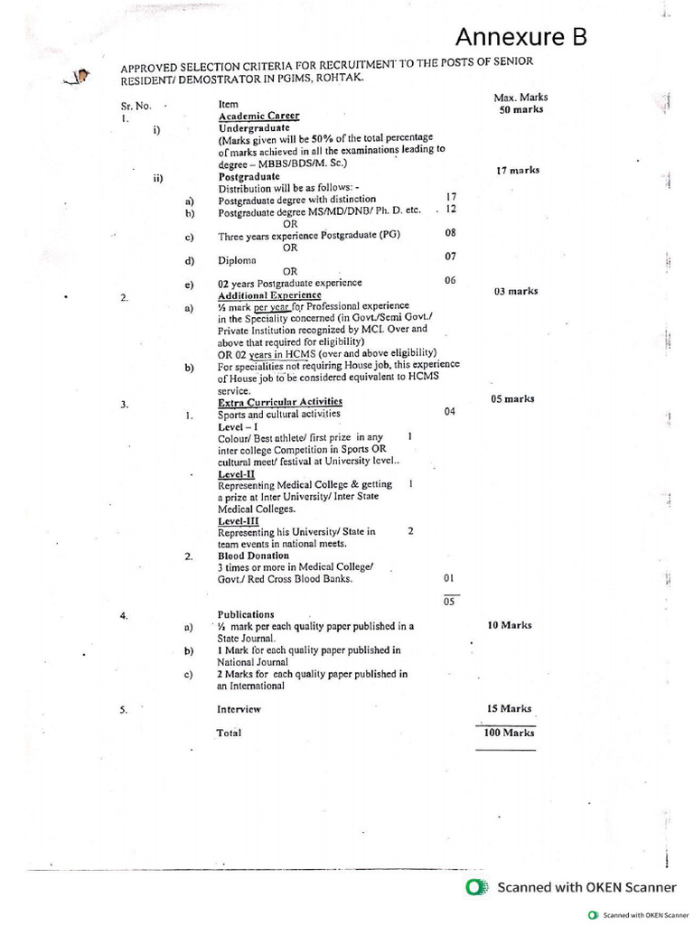 Criteriaannexure B | PDF