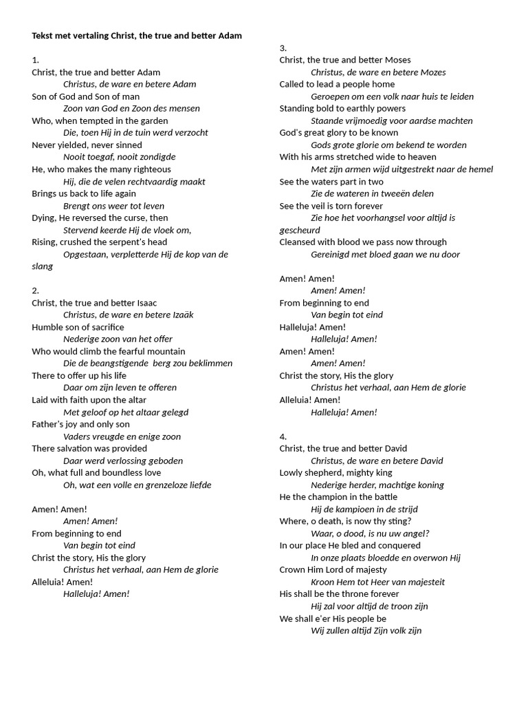 Tekst Christ, The True and Better Adam Met Vertaling | PDF
