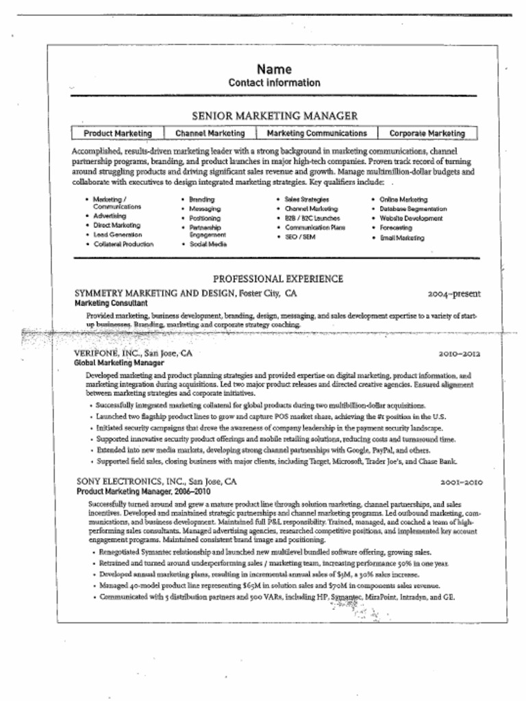 Keywords Resume Template | PDF