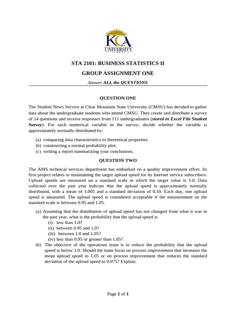 STA 2101 Group Assignment Overview | PDF