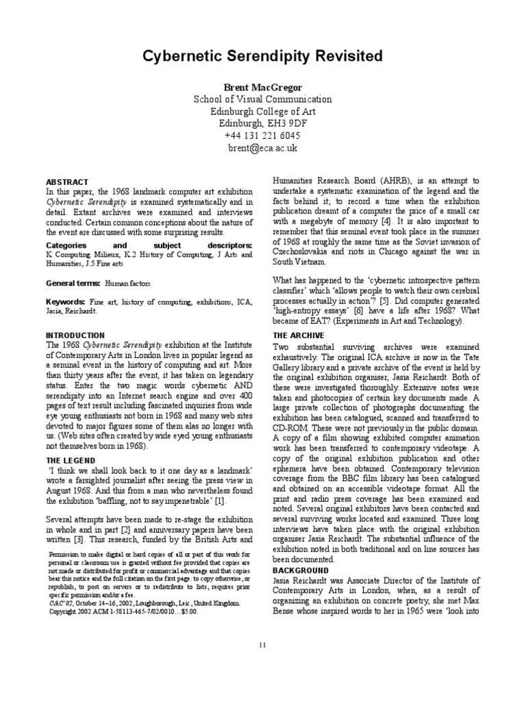 Cybernetic Serendipity | PDF | Computer Art | Cybernetics