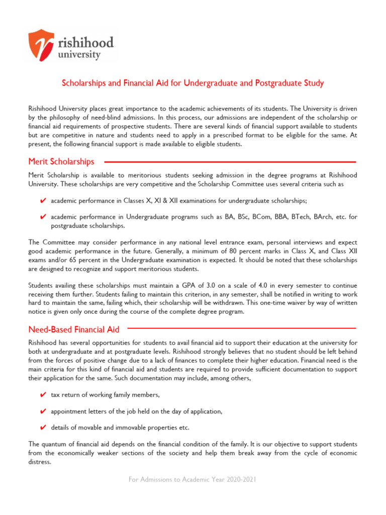 RU Scholarship Policy For 2020 21 | PDF | Student Financial Aid In The ...