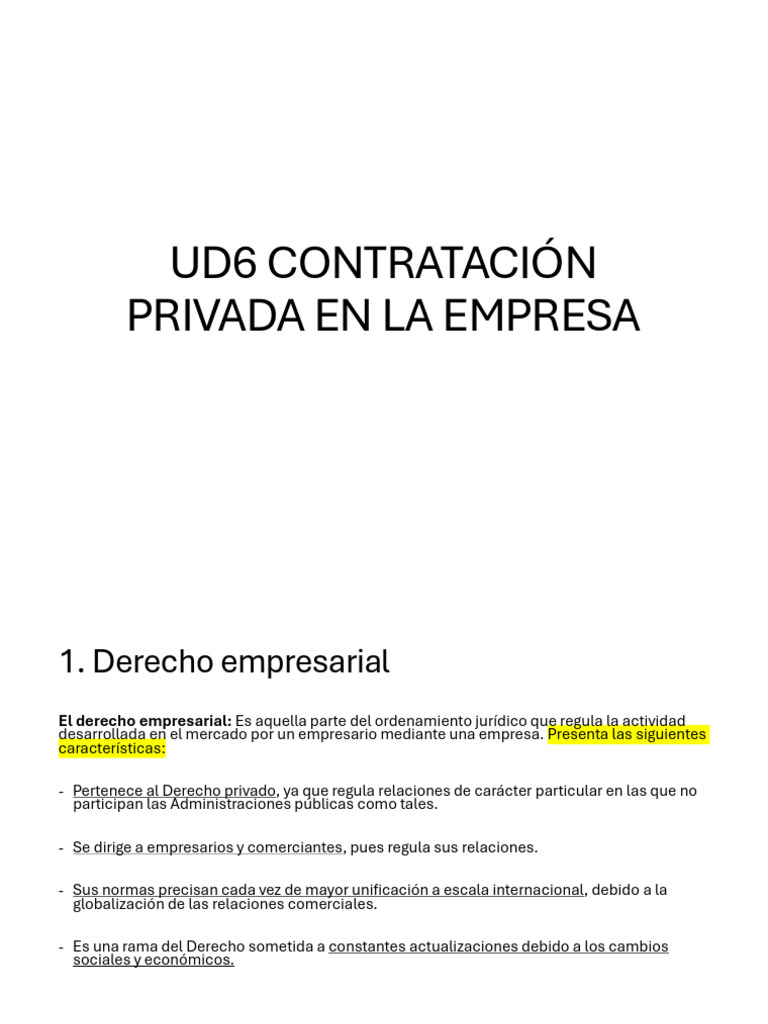 Ud6 Contratación Privada en La Empresa | PDF | Derecho privado ...