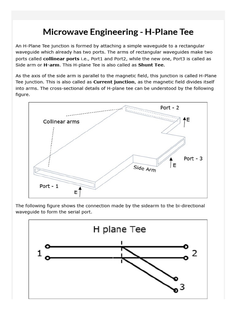 Microwave Engineering - H-Plane Tee | PDF | Applied Mathematics | Algebra