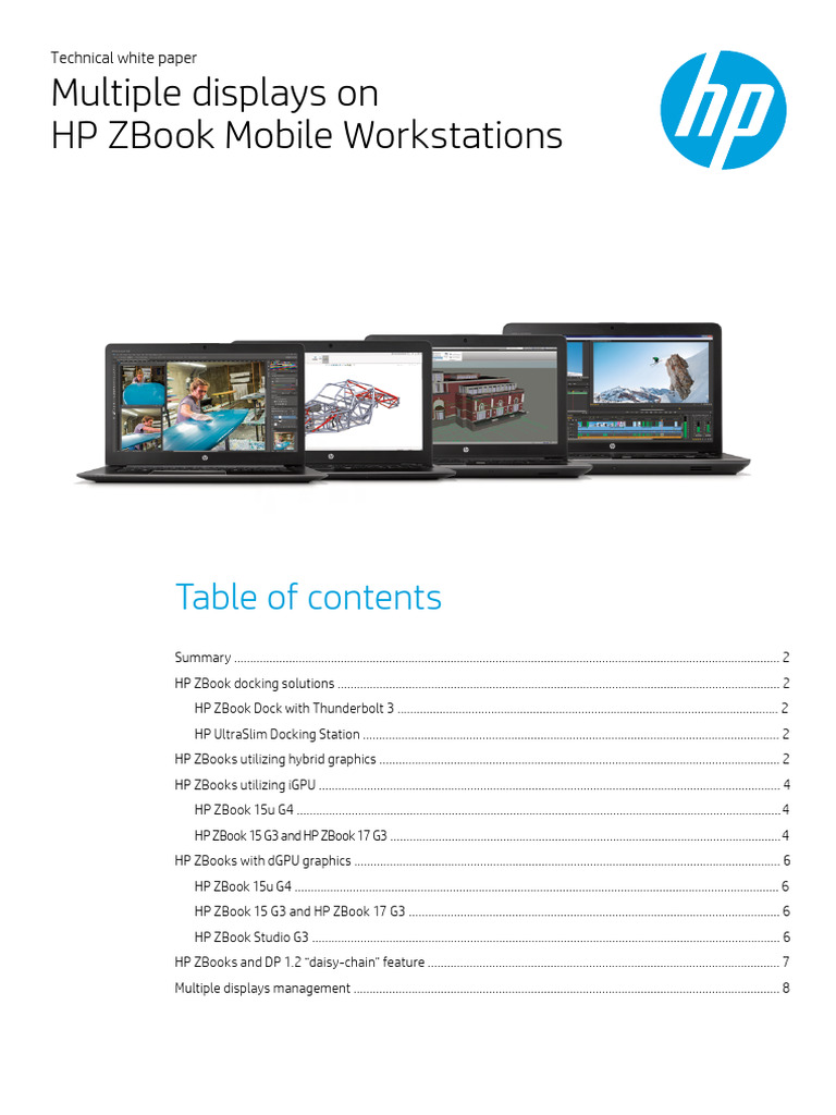 HP ZBook Mobile Workstations Display Setup | PDF | Graphics Processing ...