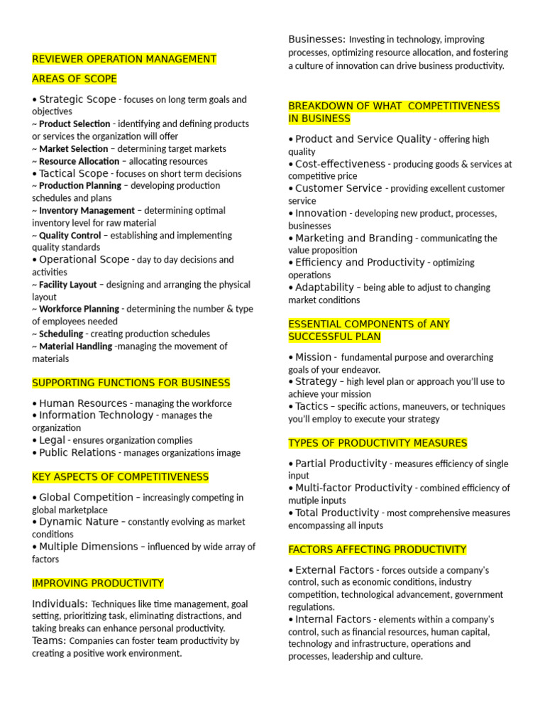 Operations Management Overview Guide | PDF | Operations Management ...