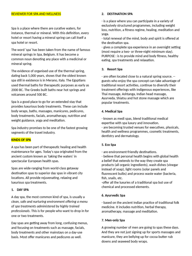 Spa and Wellness Overview 2025 | PDF | Massage | Spa
