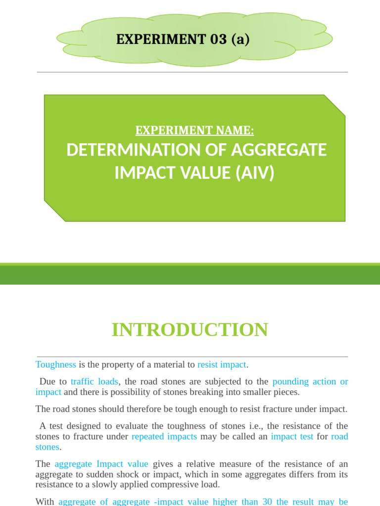 Determination Of Aggregate Impact Value Aiv Experiment 03 A Pdf