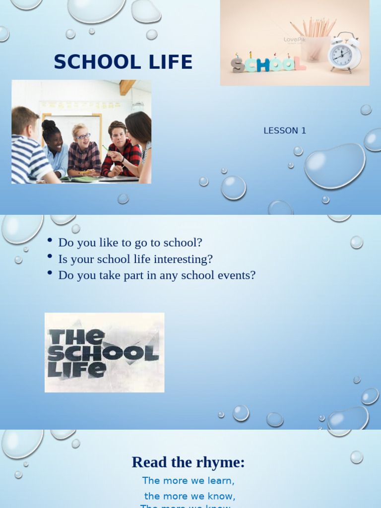 School Life: Lesson 1 | PDF | Self-Improvement