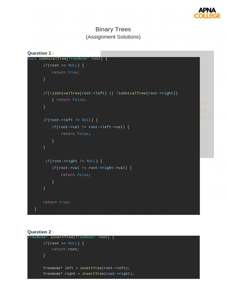 Binary Trees Ans | PDF