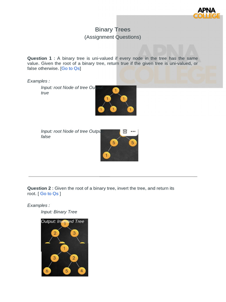 Binary Trees Questions | PDF