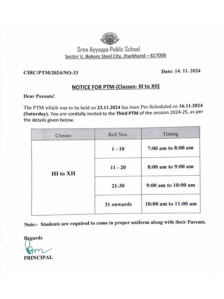 Notice For P T M | PDF