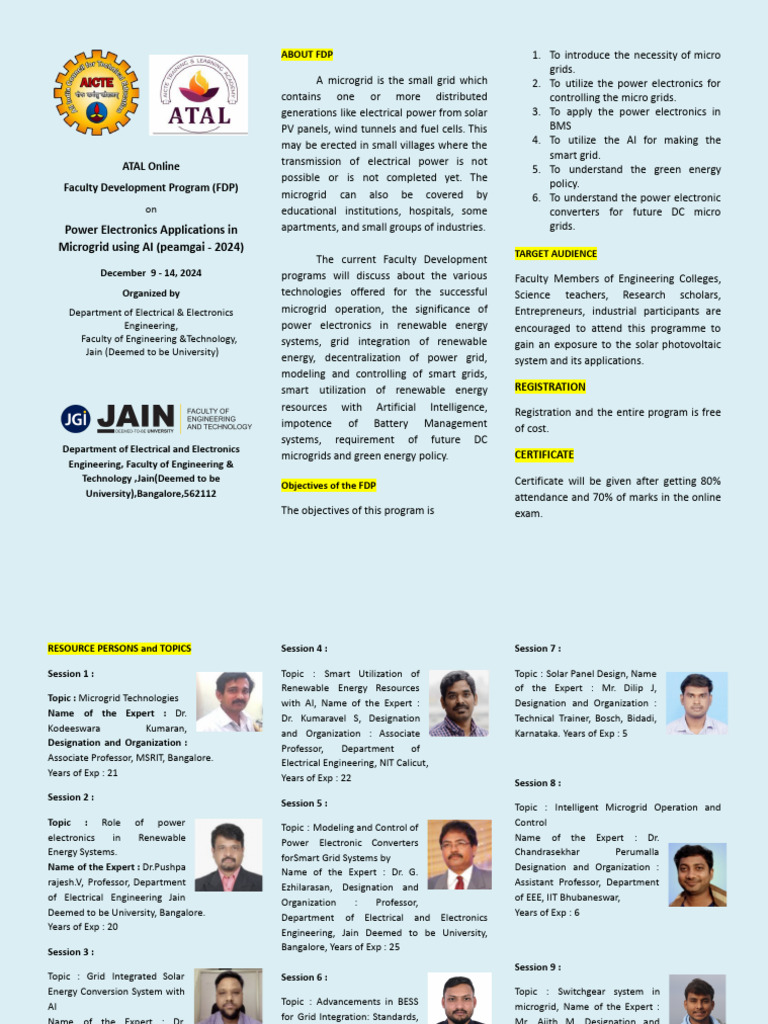 FDP on AI in Microgrid Technologies | PDF | Photovoltaics | Electrical Grid