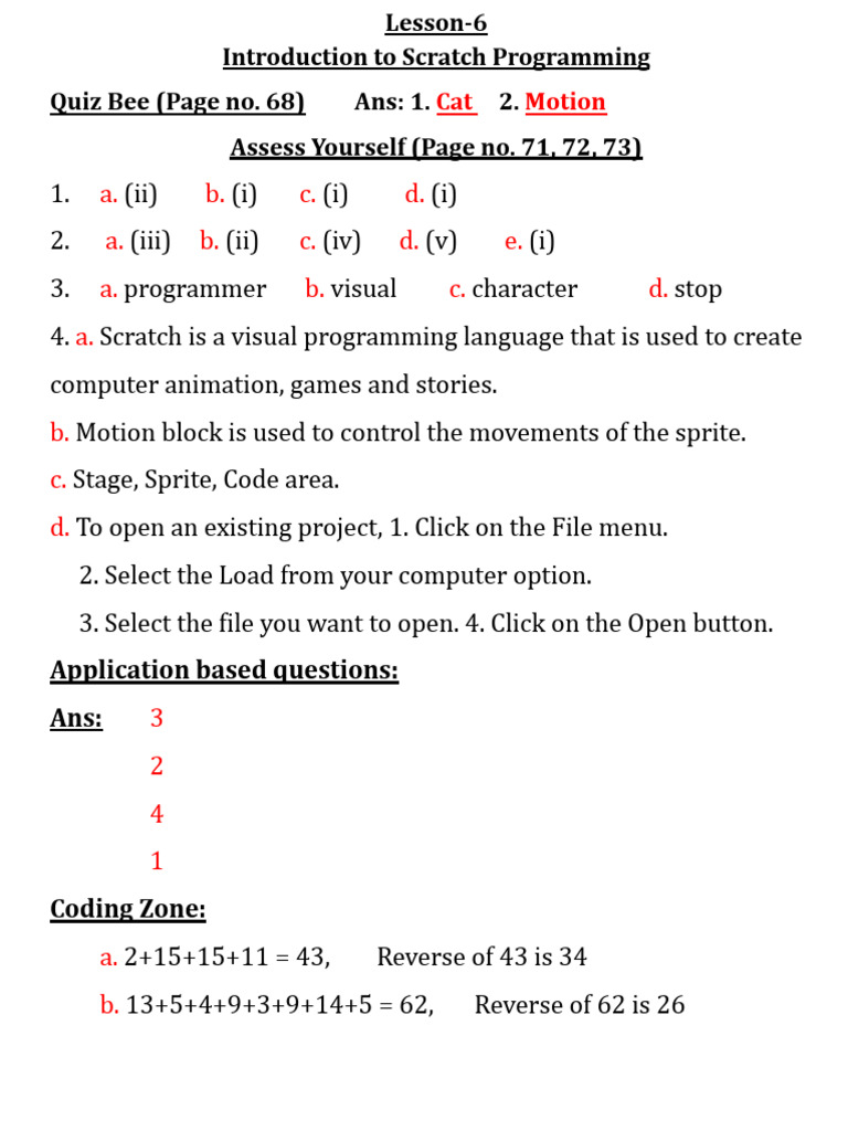 Scratch Programming Basics and Quiz | PDF
