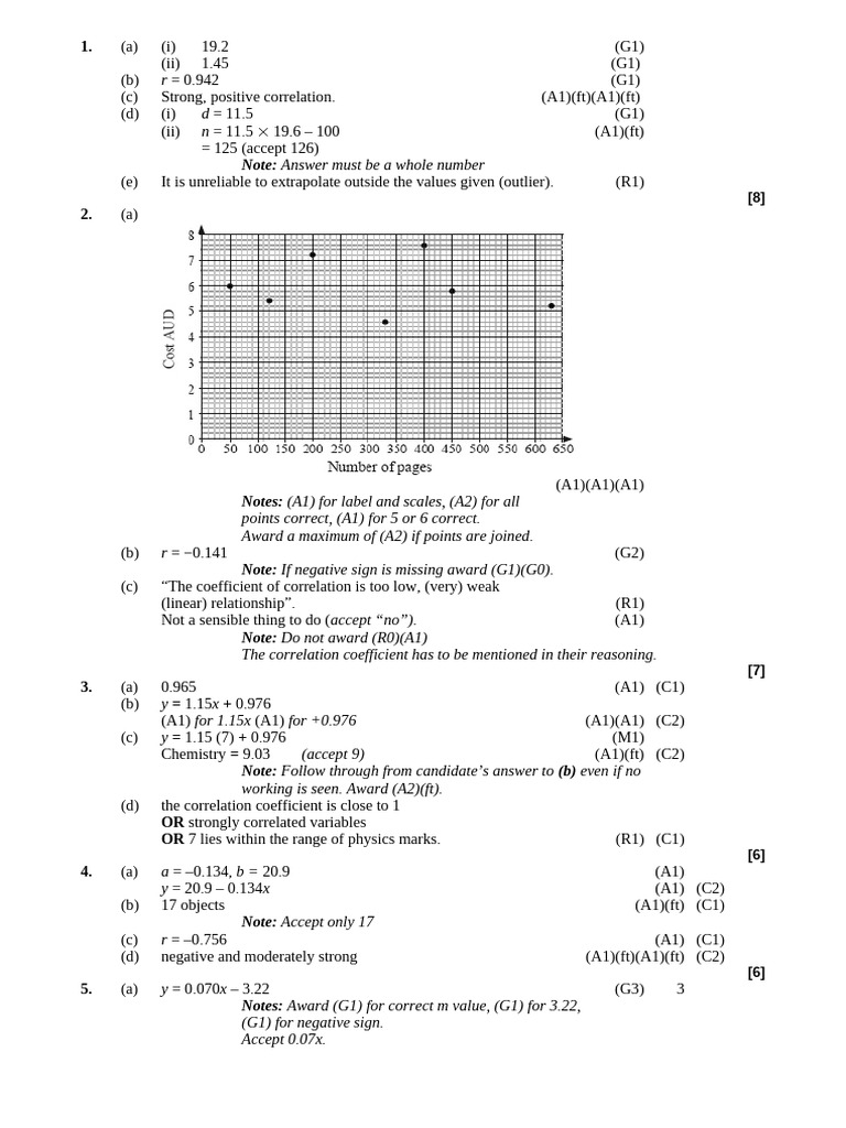 Bivariate Data Worksheets with Solutions | PDF | Statistical Analysis ...