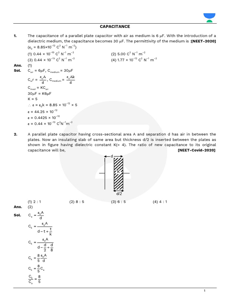 Capacitance | PDF | Capacitance | Capacitor