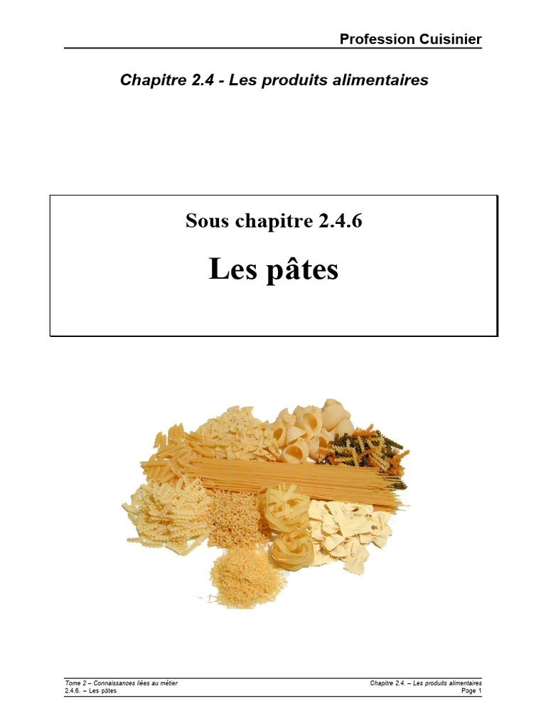 Fabrication des Pâtes Alimentaires | PDF | Pâtes | Cuisine de l'ouest