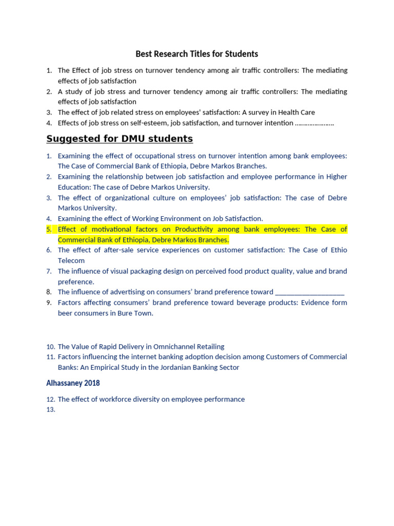 Research Titles in MBA | PDF