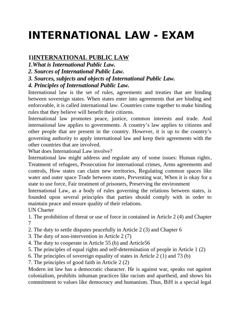 International Law Exam | PDF | Treaty | International Law