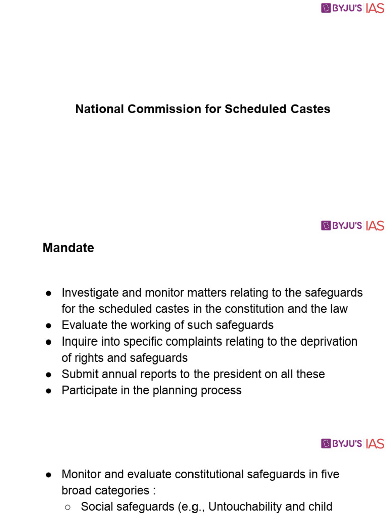 National Commission for Scheduled Castes Overview | PDF | Business ...