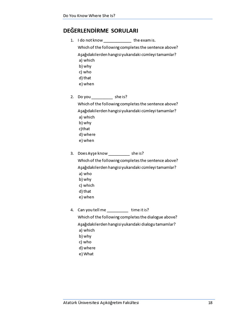 English Test (Translating in Turkish) | PDF