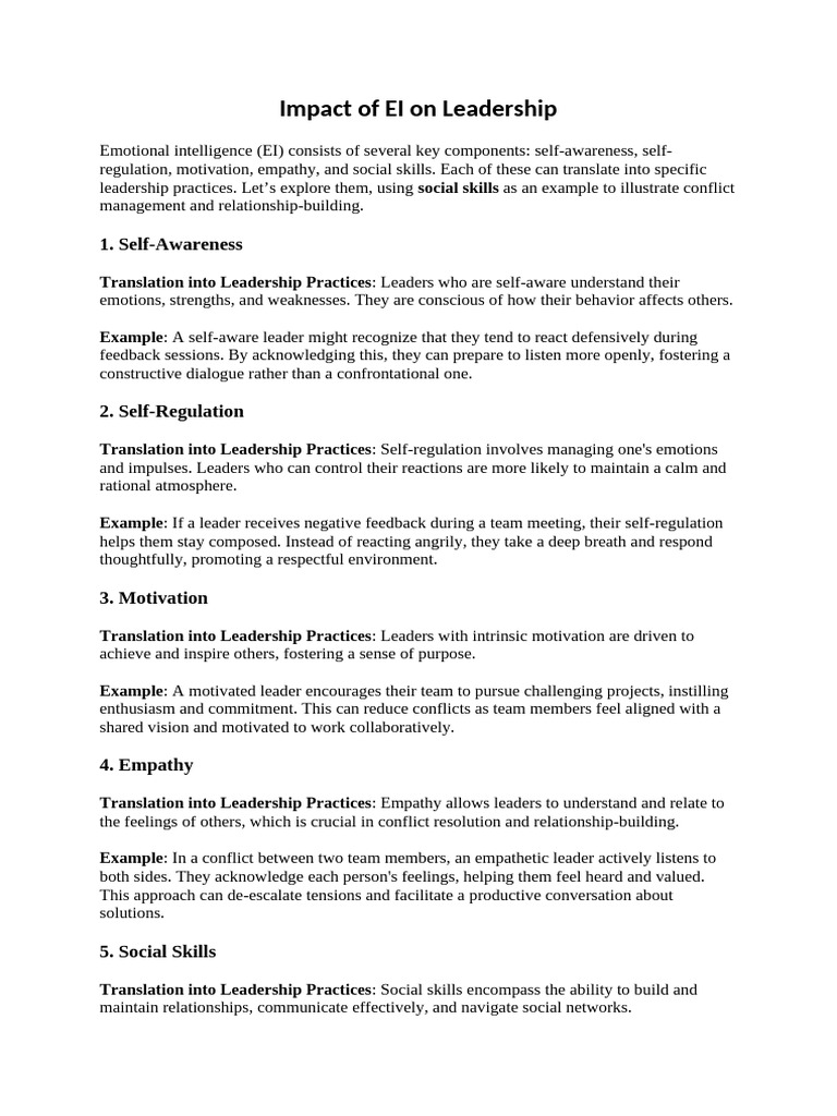 Impact of EI On Leadership | PDF | Empathy | Leadership