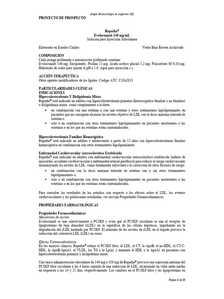 Prospecto repatha pdf lipoprote nas de baja densidad