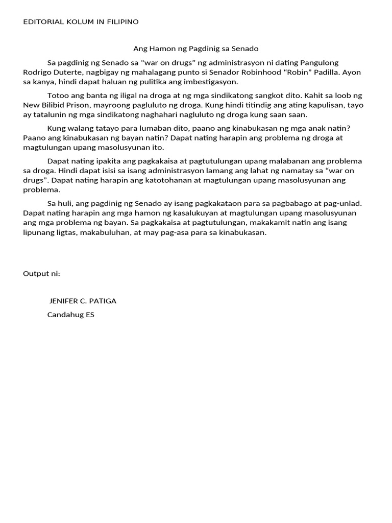 Outputineditorial Kolum in Filipinojeniferpatiga | PDF