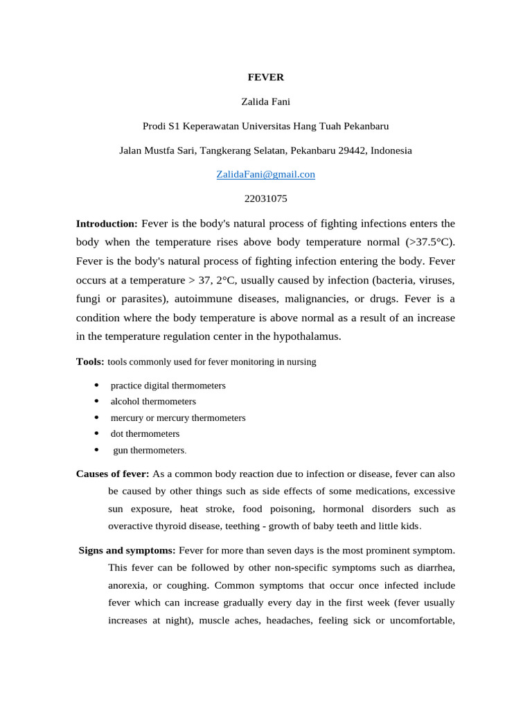Understanding Fever: Causes and Symptoms | PDF | Fever | Clinical Medicine