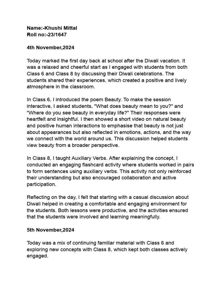 Reflections 4-6 November | PDF | Verb | Cognitive Science