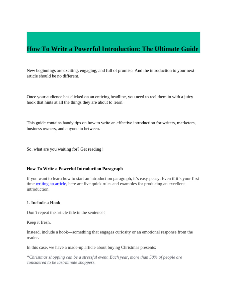 How To Write an introduction paragraph | PDF | Artificial Intelligence ...