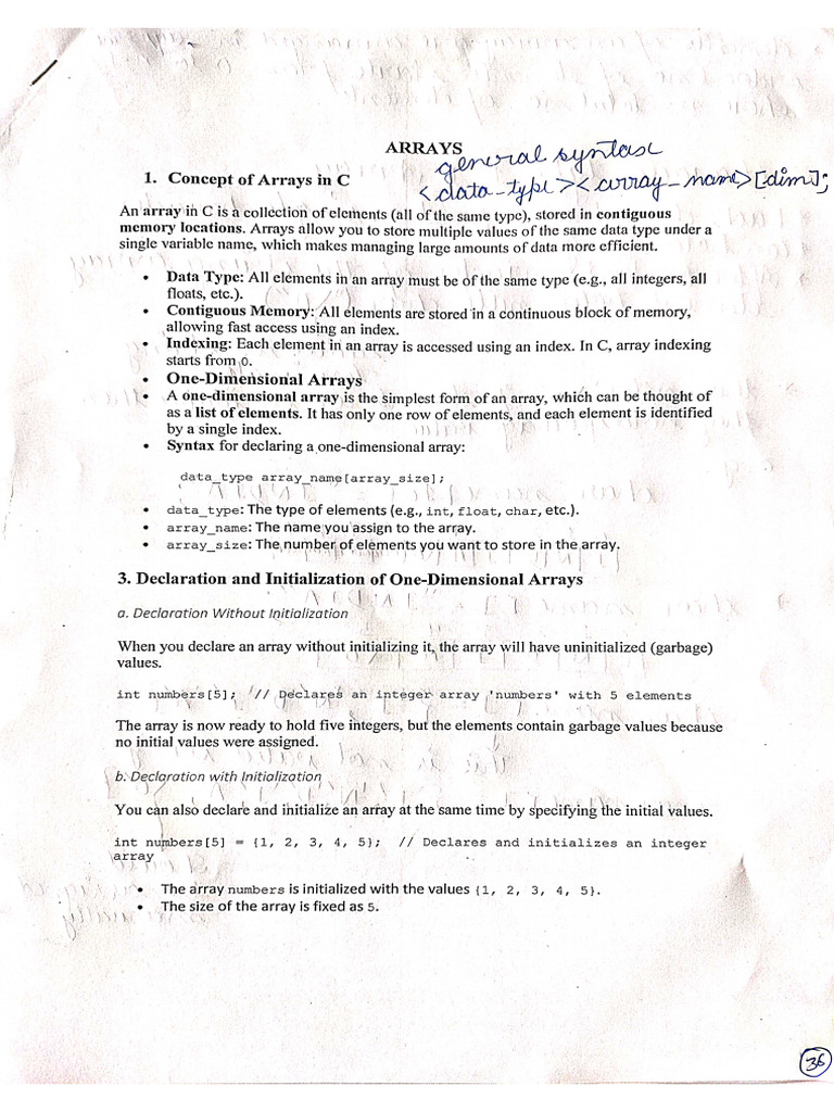 Arrays Notes PIC | PDF