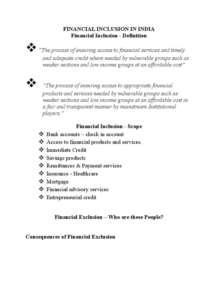 Financial Inclusion Strategies in India | PDF | Financial Inclusion ...