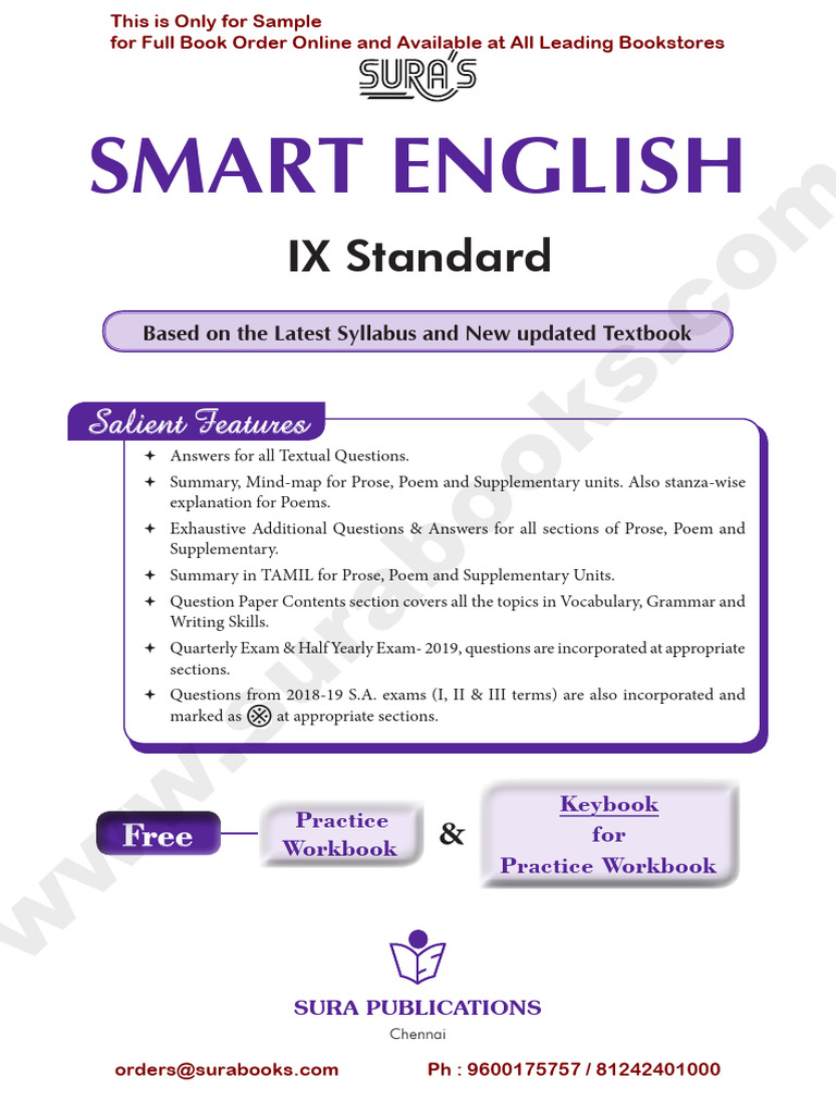 9th English Sura Guide Unit 1 PDF Verb Linguistics