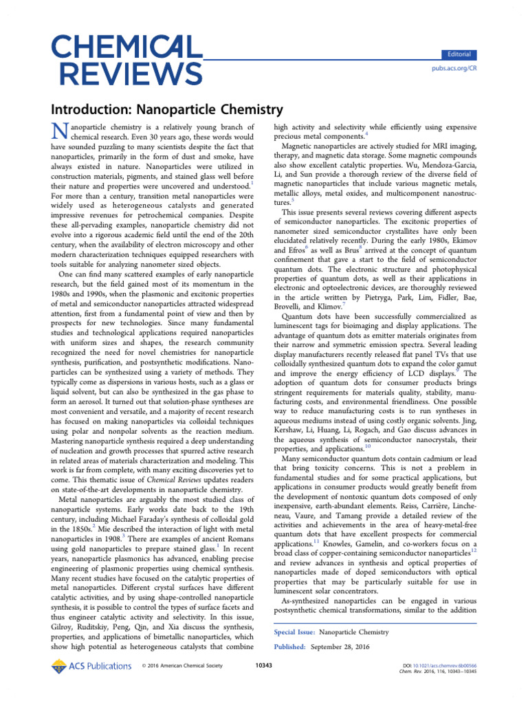 Advances in Nanoparticle Chemistry | PDF | Nanoparticle | Nanomaterials