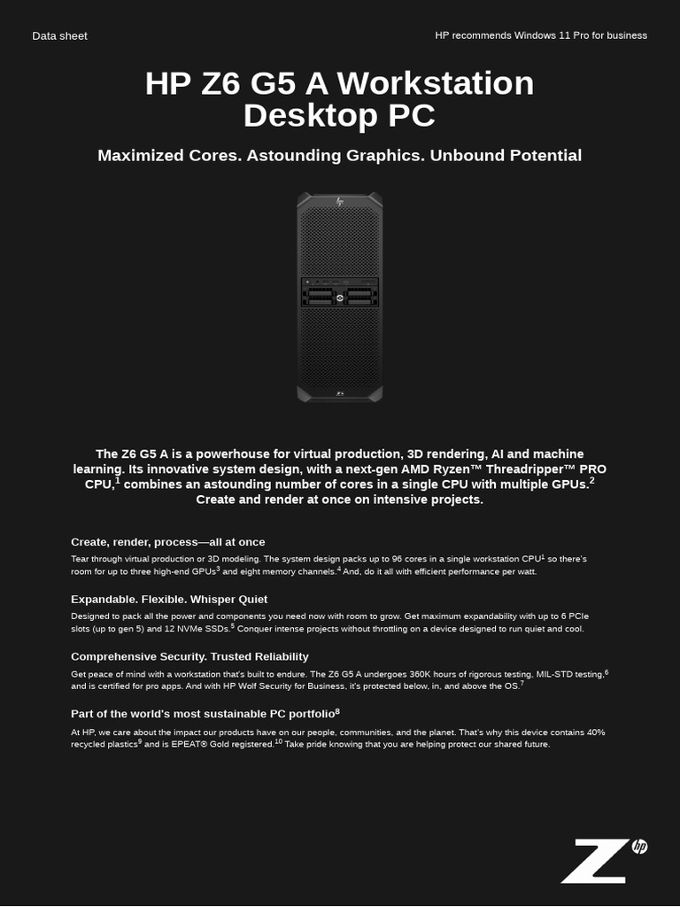 HP Z6 G5 A Workstation Overview | PDF | Usb | Microsoft Windows