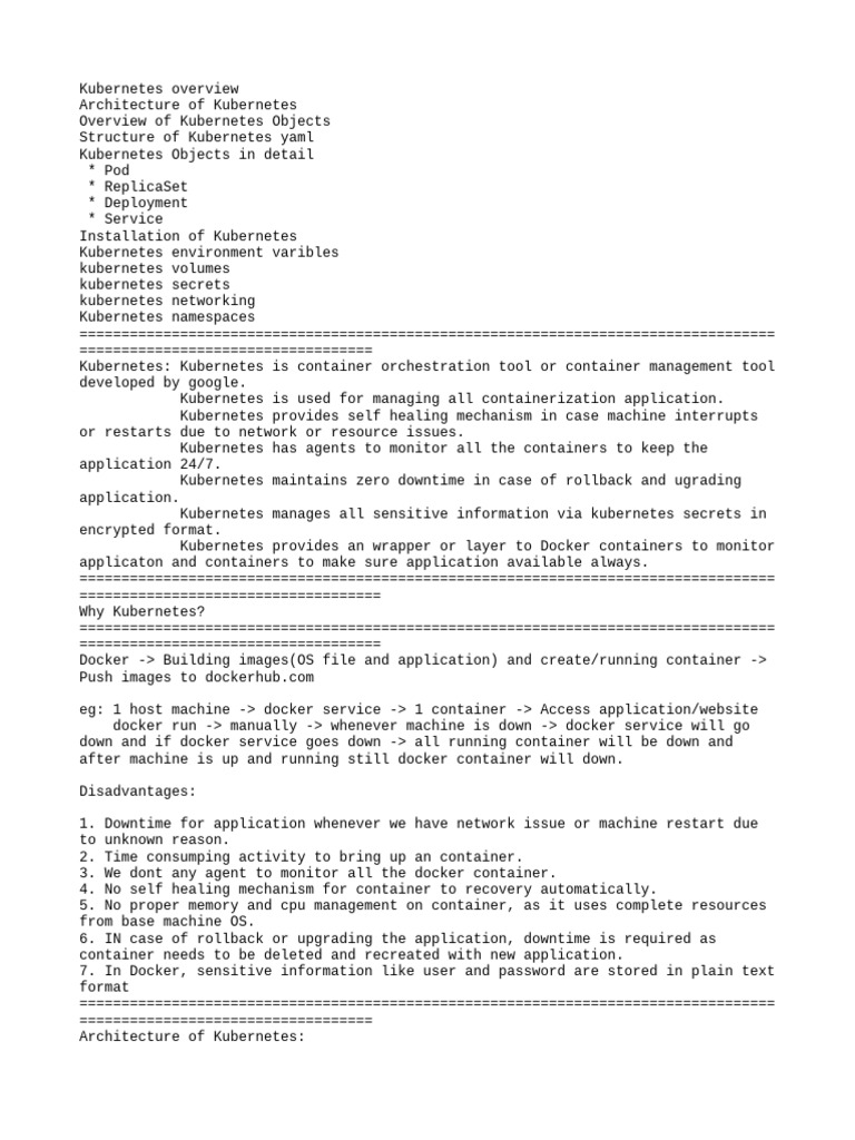 Kubernetes Architecture and Objects Overview | PDF | Software ...