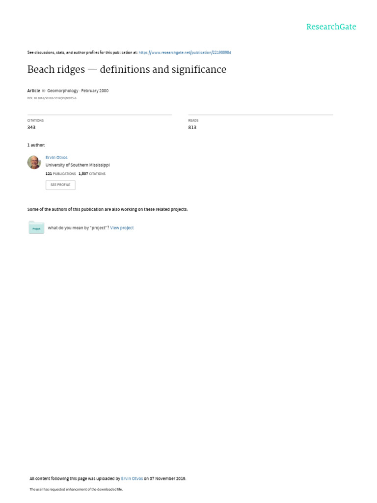 1999 Beach Ridges - Definitions and Significance (OTVOS 1999) | PDF ...