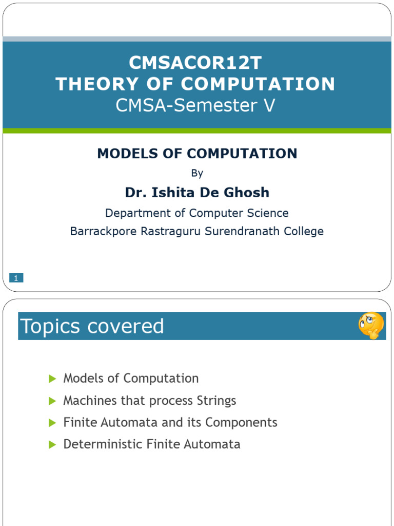 Models of Computation | PDF | Computing | Theory Of Computation