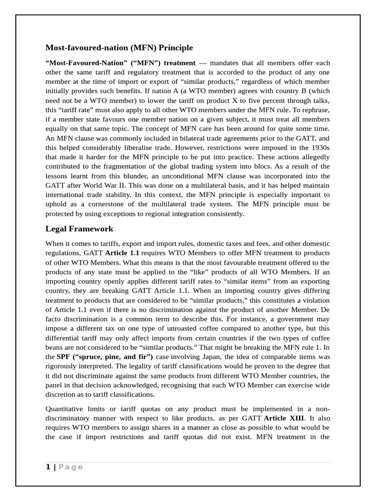 Internal International Trade Law | PDF | Most Favoured Nation | World ...