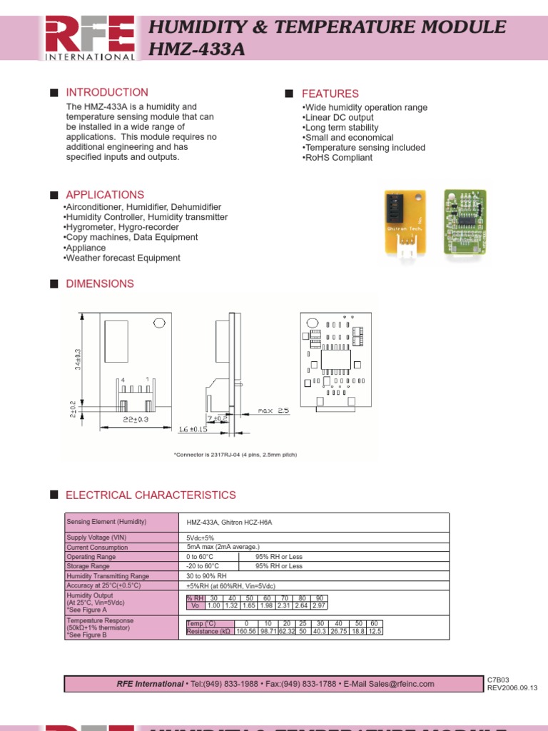 HMZ-433A Humidity & Temperature Module | PDF | Home & Garden | Computers