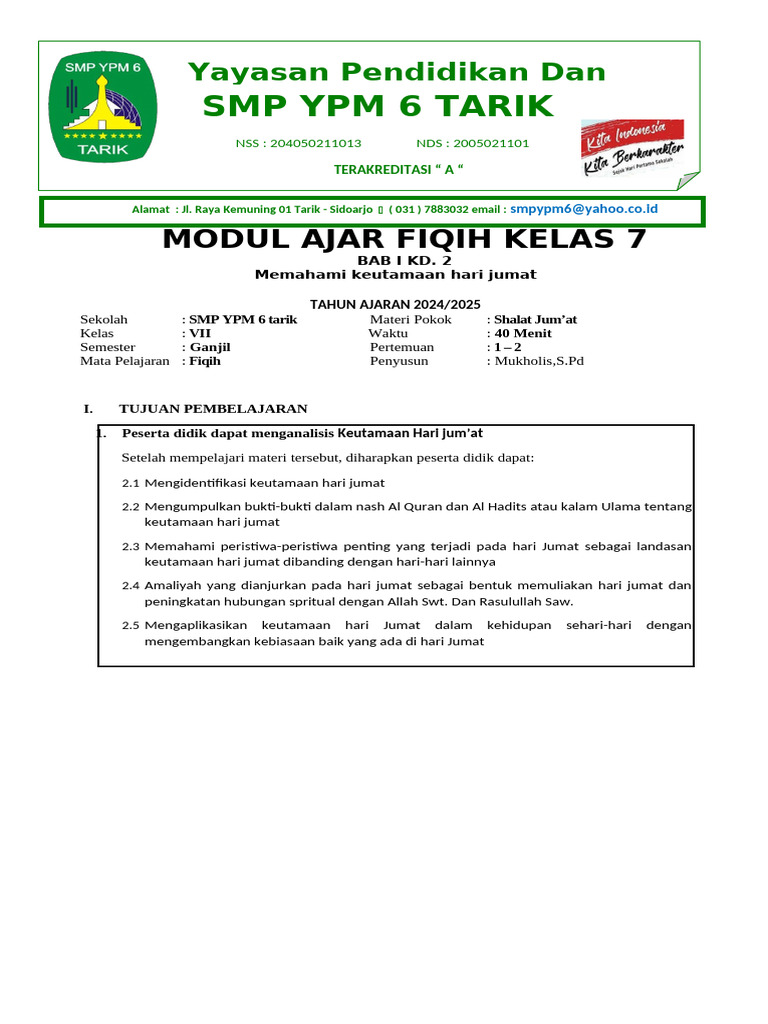 Modul Ajar Fiqih Kelas 7 Kd 2 Pdf